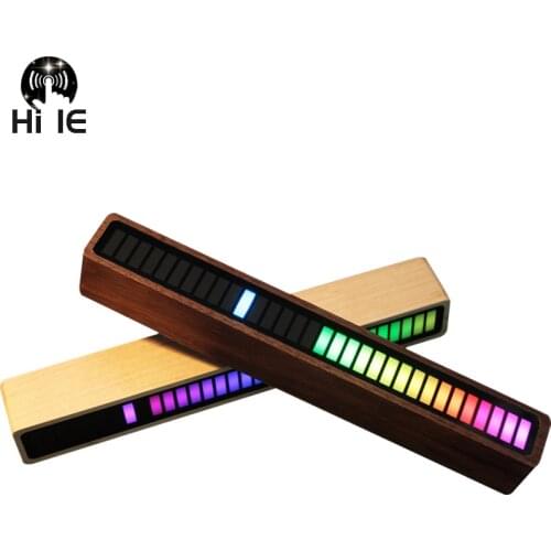 Solid Wood Bluetooth Voice Control Pickup Rhythm Lights Music Spectrum LED RGB Car Atmosphere Audio Level Indicator VU Meter