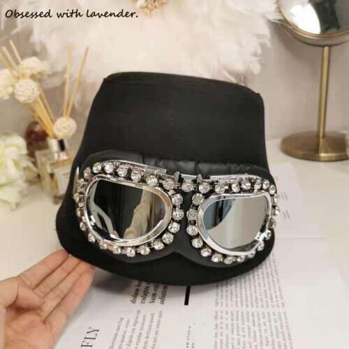 Spring and autumn rhinestone glasses basin hat retro bucket hat Japanese fashion street small brim fisherman hat hats for men an