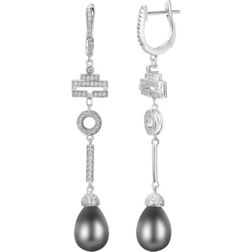 925 Sterling Silver Fashion Personality High Quality Zircon Shell Pearl Drop Earrings For Womens Cute RomaClassic Jewelry Gift