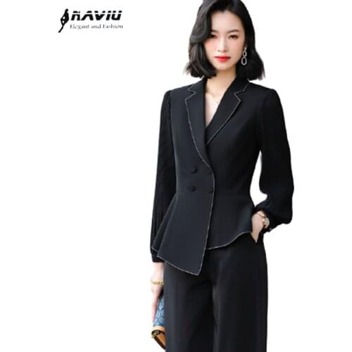 Black Suit Women Spring 2021 New Slim Fashion Temperament Business Formal Long Sleeve Blazer And Pants Office Laddies Work Wear