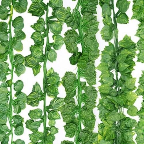 1Pcs 230Cm Green Silk Artificial Hanging Leaf Garland Plants Vine Leaves Diy For Home Wedding Party Bathroom Garden Decoration