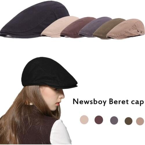 1PC 5Colors Cotton Men Women Unisex Beret Sunhat Vintage Duckbill Peaked Casual Hat Cowboy Retro Gatsby Flat Cap
