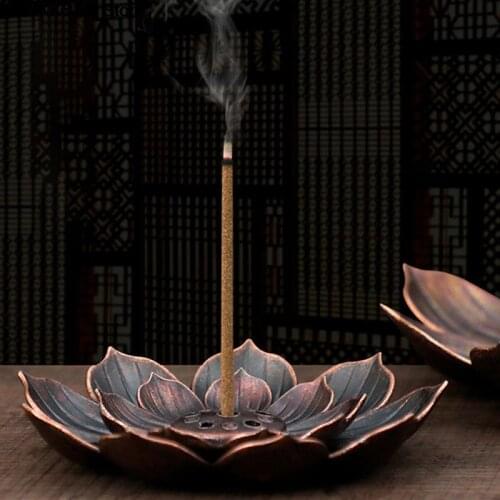 1PC Alloy Incense Burner Stick Holder Plate Buddhism Lotus Censer Bronze Nasturtium Incense Burner