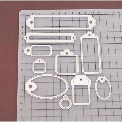 10pcs/set Hang Tag Metal Cutting Dies Stencils For Scrapbooking Embossing DIY Bookmark Label Greeting Cards Punch Stencils Dies
