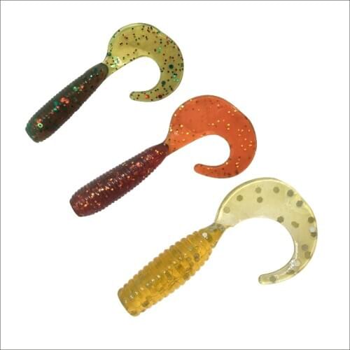 20Pcs Jig Wobblers soft Fishing Lures 45mm 1g Worm Spiral tail salt Smell Silicone Bait Aritificial Carp Bass Pike Lure Tackle