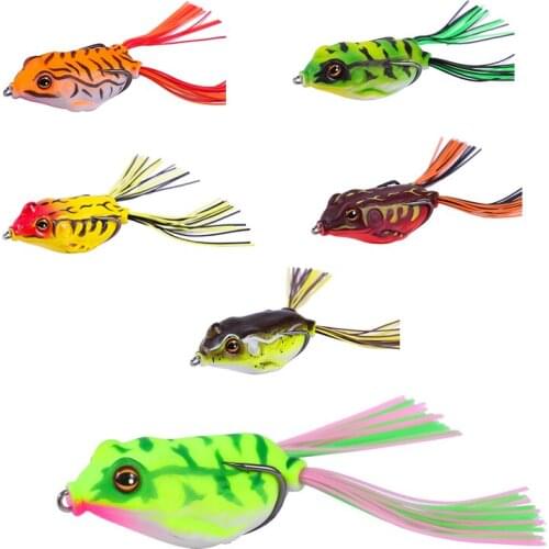 5.5cm Soft Frog Fishing Lures With Double Hooks Artificial Topwater Popper Fishing Fly Fishing Soft Tube Bait Dropshipping