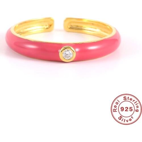 Aide Dropping Oil Craft Rings For Women Girls Womens Ring 925 Sterling Silver Colorful Circle Enamel Stacking Anillos Jewelry