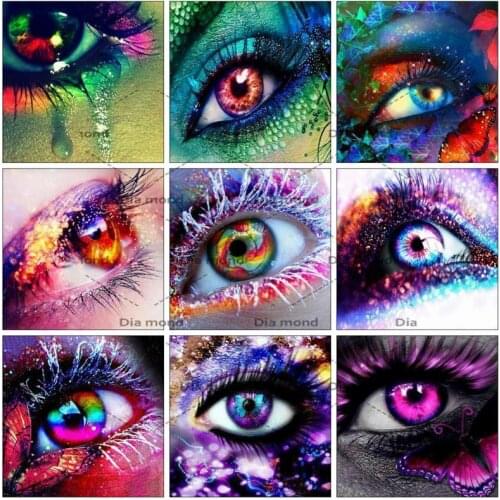 5D DIY Diamond Painting Butterfly Eye Full Square Rhinestones Eye Butterfly Diamond Embroidery Portrait Pictures Cross Stitch