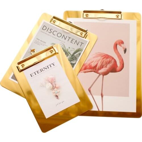 Gold Writing Sheet Pad A4 A5 Clipboard Menu Data File Storage Clips Folder Board for Office Restaurant Hotel Home 1pc