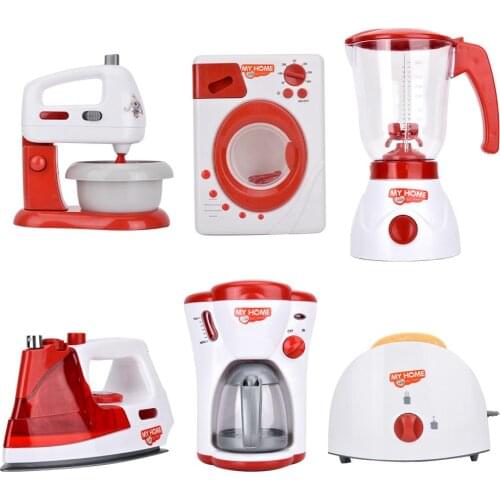 Household Appliances Toy Coffee Machine Pretend Play Kitchen Children Toys Toaster Blender Vacuum Cleaner Cooker Toys For Kid