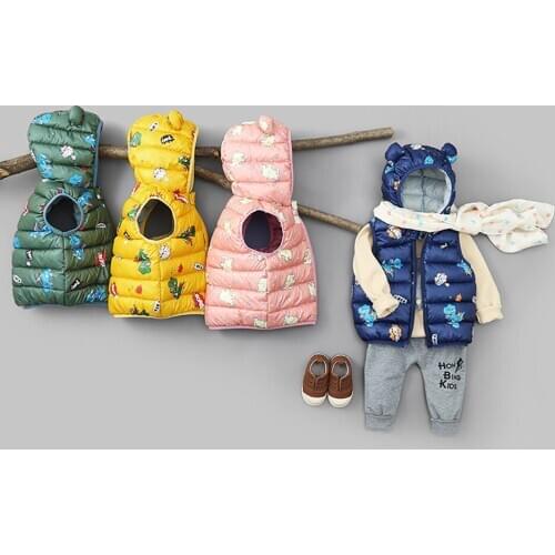 1-5 Years Baby Kids Clothes Jackets Hooded Zipper Coat Autumn Winter Warm Fashion Boys Girls Outwear Jackets Sleeveless Clothing