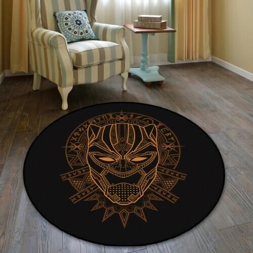 Disney Baby Playmat 120cm Black Panther Round Large Area Rug for Bedroom Baby Activity Center Rug Carpet Knitting Floor Mat