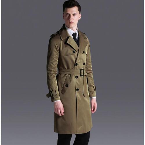 Double breasted trench coat mens medium-long coat 2020 spring autumn loose raglan sleeve fashion plus size mens overcoat 6XL