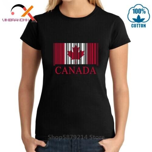 Parody Made in Canada Barcode T shirts woman Red maple leaf T-shirts North Canadian Emblem Tee shirt True Canada Maple Logo Tees
