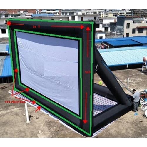 Giant outdoor party station inflatable movie screen,9x6 m standing outside movie theater for Chile friend Esteban