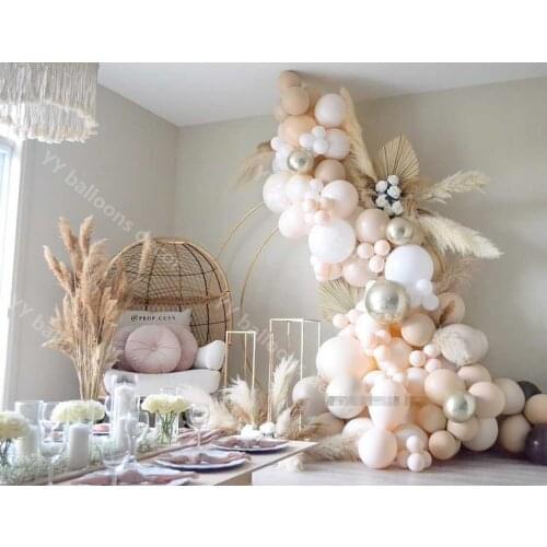 Natural Sand Balloon Garland DIY Doubled Apricot Cream Peach Matte White Silver Baby Shower Gender Reveal Birthday Party Kit