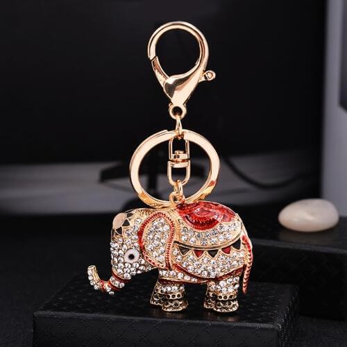 Hot Sale Metal Elephant Car Key chain Rhinestone Keychain Key Ring Holder for Women Girls Pendant Jewelry Gift CH3591