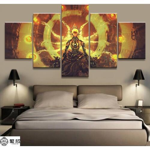 5 Panel Overwatch Zenyatta Game Canvas Printed Painting For Living Room Wall Art Home HD Decor Picture Artworks Modern Poster