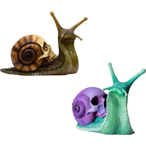 Kawaii Gothic Garden Snail Decor Snail Skull Sculpture Large Snail Statue Patio Figurine Crafts Home Decoration Accessories