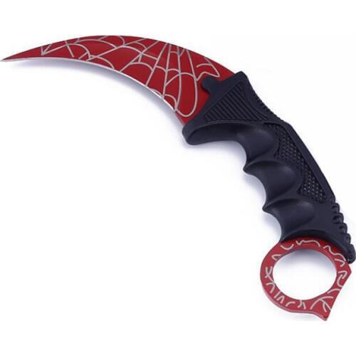 CS GO Counter Strike claw Karambit Knife Neck Knife with Sheath Spider Web Real game Knife camping knife Fixed Knife EDC Tools