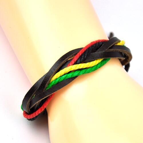 Handmade Leather Bracelet Braided Strings Wristband African Drum Musician Deco