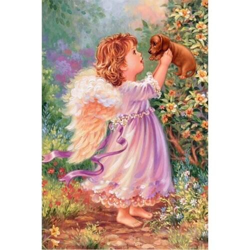 Little Angel Dog Diamond Painting Portrait Scenic Round Full Drill Nouveaute DIY Mosaic Embroidery 5D Cross Stitch Home Decor