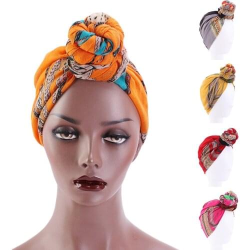 Fashion Knotted African head tie turban bandana cap headscarf headwrap flower turban Elegant Chemo Beanie Cap Hair Accessories