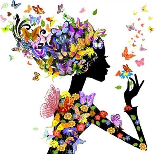 Diamond Painting Kit Portrait Woman 5D DIY Diamond Embroidery Cross Stitch Butterfly Mosaic Art Pictures Home Wall Decoration