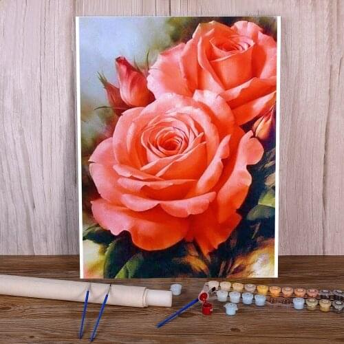 Flower DIY Paint By Numbers Complete Kit Oil Paints 40*50 Canvas Painting Wall Paintings For Kids Handicraft Wholesale