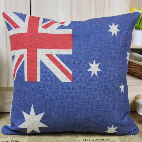 LINKWELL Wholesale Retail Free shipping High Quality Linen Cotton Australian flag Pillow case