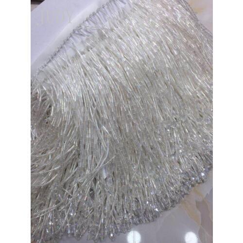 Stock tassel 5yards/bag ym122# AB color 15 cm bead necklace pendant top grade stock for sawing dress fringe trim