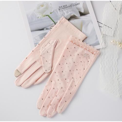 Autumn Women Driving Gloves Summer Fashion Breathable Stretch Mitten Sunscreen Anti Uv Slip Resistant Touch Screen Glove Pink