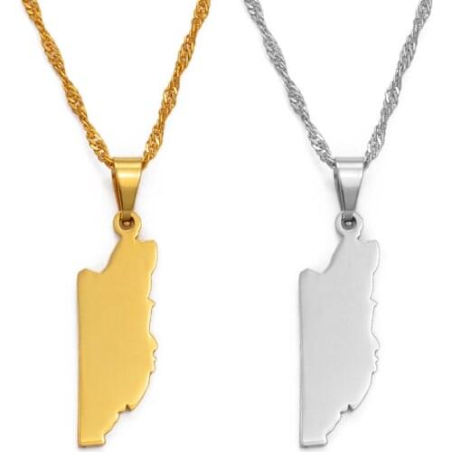 Anniyoc Belize Map Pendant & Necklaces for Women Silver Color/Gold Color Charm Belizes Maps Jewelry Patriotic Gifts #023421