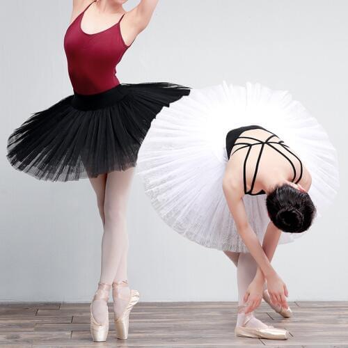 Professional Ballet Tutu Adult Dance Skirt Woman Ballet Swan Lake Performance Costumes White Black 7Layers Hard Mesh Tutu Ballet