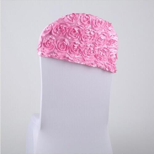 Various Colour For Luxury Weddings Fit All Chairs Lycra Embroider Satin Chair Cap Cover Beautiful Rosette Chair Cover