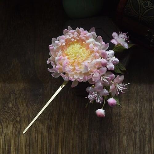 Hand Ironing Silk Flowers Peony Rose Daisy Big Flora Original Handmade Cheongsam Hanfu Costume Hair Accessory Hairpin Head Piece