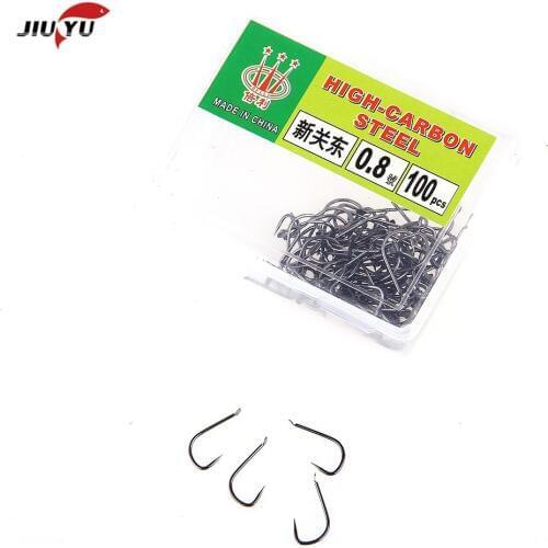 JIUYU 100pcs Fishing Hooks Set Carbon Steel Single Circle Fishhook Fly Fishing Jip Barbed Carp Hooks Sea Tackle Accessories