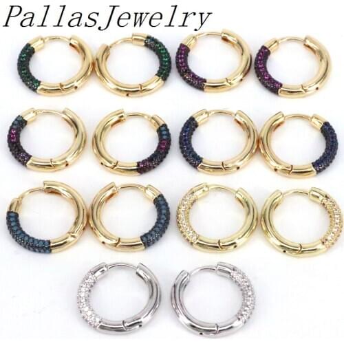 5 Pairs, NEW Cubic Zircon CZ Statement Hoop Earrings For Women Wedding Bridal Round Circle Hoop Earring