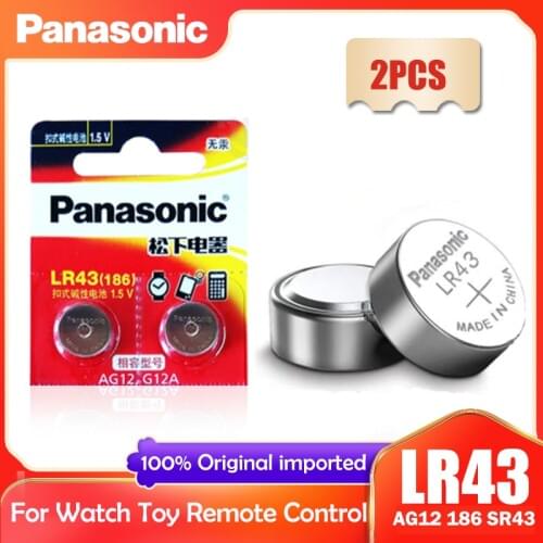 2PCS Panasonic LR43 AG12 186 1.5V Alkaline Battery 386 SR1142 LR1142 SR43 Button Cell Coin For Watch Calculator Control Remote