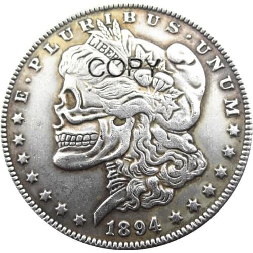 US Hobo 1894-P-O-S Morgan Dollar skull zombie skeleton Silver Plated Copy Coins
