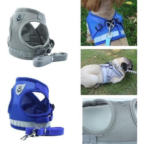 Reflective Pet Chest Strap with Traction Rope Cat and Dog Safety Breathable Vest Traction Rope Safety Travel Pet Tools