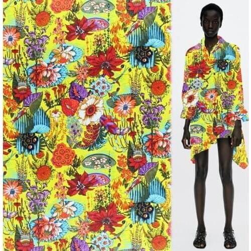 Amazing colorful flower print pure silk Crepe DE chine fabric pond design,SCDC668