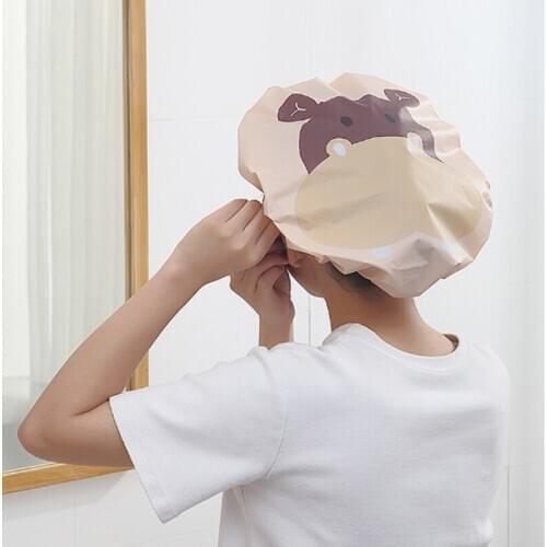 Cartoon Animals Waterproof Shower Cap Oil-proof Adult Bathing Hair Cover Soft Shower Cap Hat Turban Head Wrap Bathing Tools