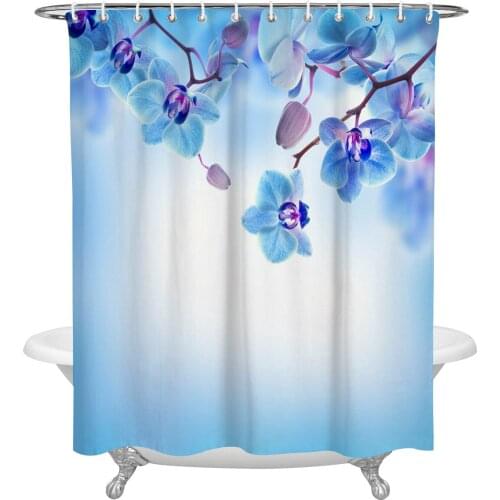 Waterproof Shower Curtains Orchid Flower Petal Branch Shower Curtain Frabic Polyester Bathroom decor Curtain
