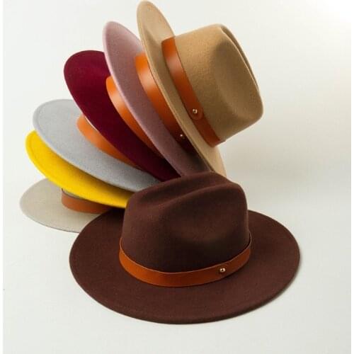 Winter hats for women elegant delicate wool felt belt jazz top hat fashion casual felt top hat church hats for black women