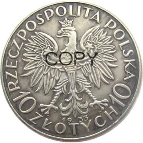 Poland 10 Zlotych 1933 Silver Plated Copy Coin