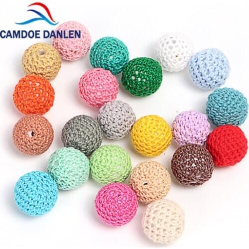 10pcs Wooden Crochet Beads Chewable Beads 16/20MM DIY Wooden Teething Knitting Beads Jewelry Crib Sensory Toy Baby Teether