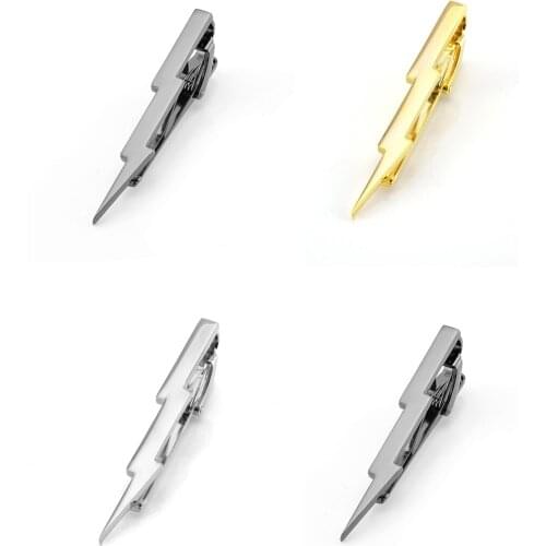 10pcs/lot Tie Clip Flashing Lightning Tie Clips Gold Silver Tungsten Copper Plating Tie Bars Pins Mens Jewelry Accessory
