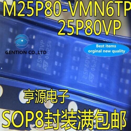 10Pcs M25P80 M25P80-VMN6TP 25P80VP SOP8 in stock 100% new and original