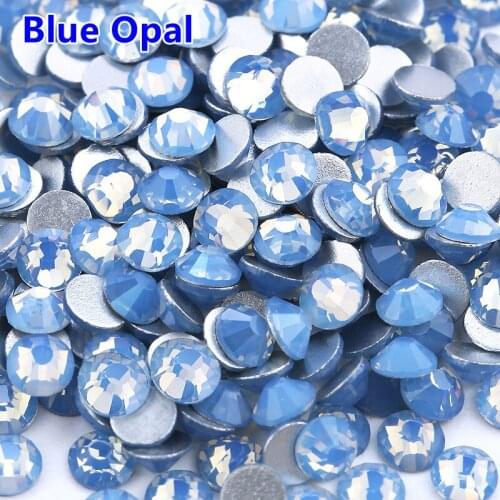 SS3-SS30 1440pcs Blue Opal 1.2mm-6mm Flat back Crystal non-hotfix Glue on Crystal Nail Art Rhinestones for crafts nail sticker